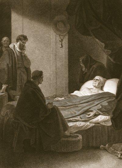 The Death of Cardinal Wolsey, engraved by A. Smith, illustration from David Hume